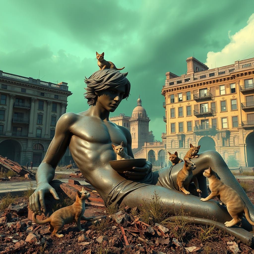 Post-Apocalyptic Statue Claims in a Haunting, Irradiated Lan...