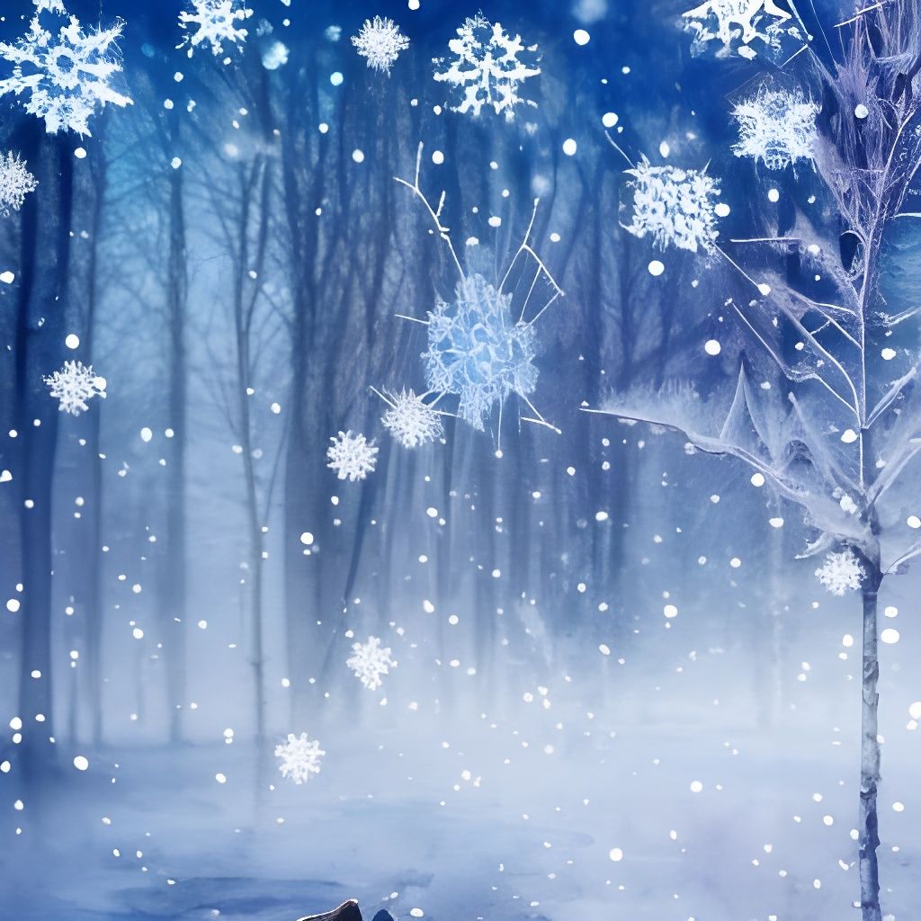 Fractal Snowflake Winterscape in Hyperrealistic Watercolor