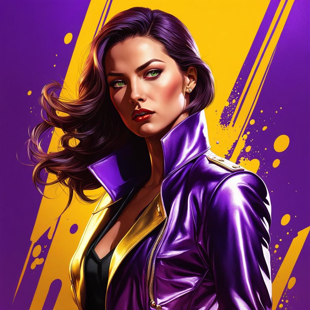 Hyperrealistic Female Spy Foils Villain in Splash Art