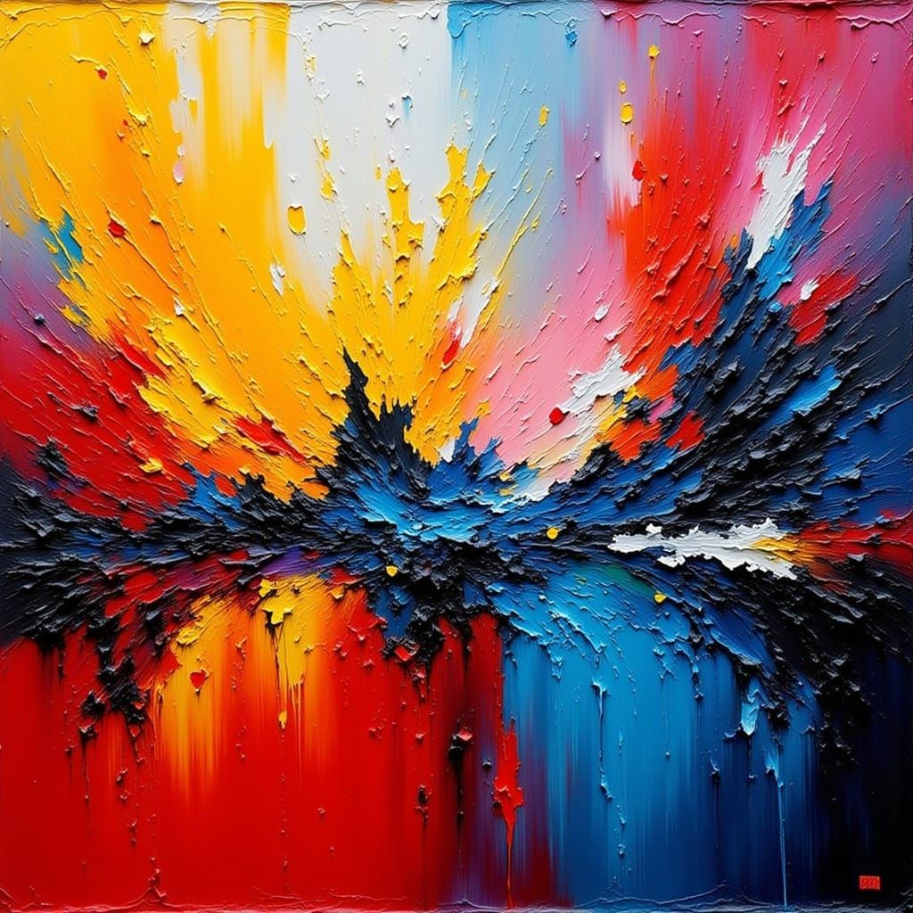 Abstract Expressionist Impasto with Flowing Brushstrokes