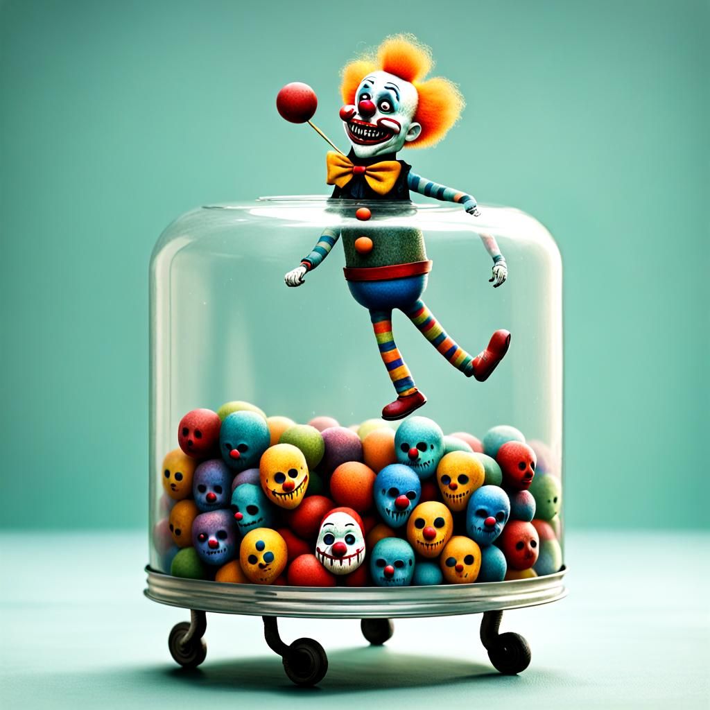 Creepy Cartoon Clowns in Cans: Dark Fantasy