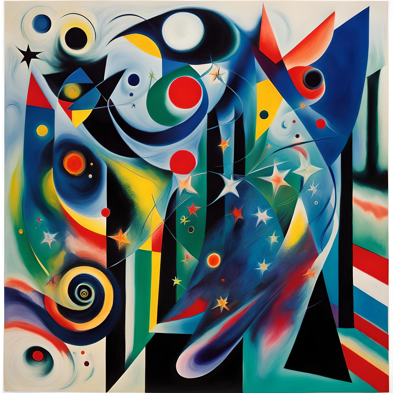 Abstract Maelstrom of Stars in Naive Art Style