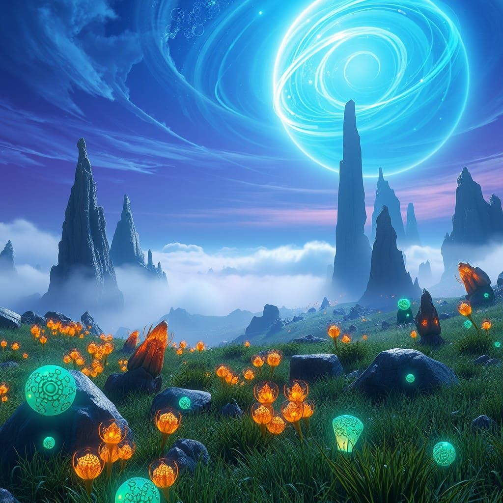 Ethereal Tau Ceti Landscape in Iridescent Hues