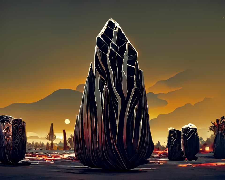 Basalt Monolith Digital Art in Egyptian Style
