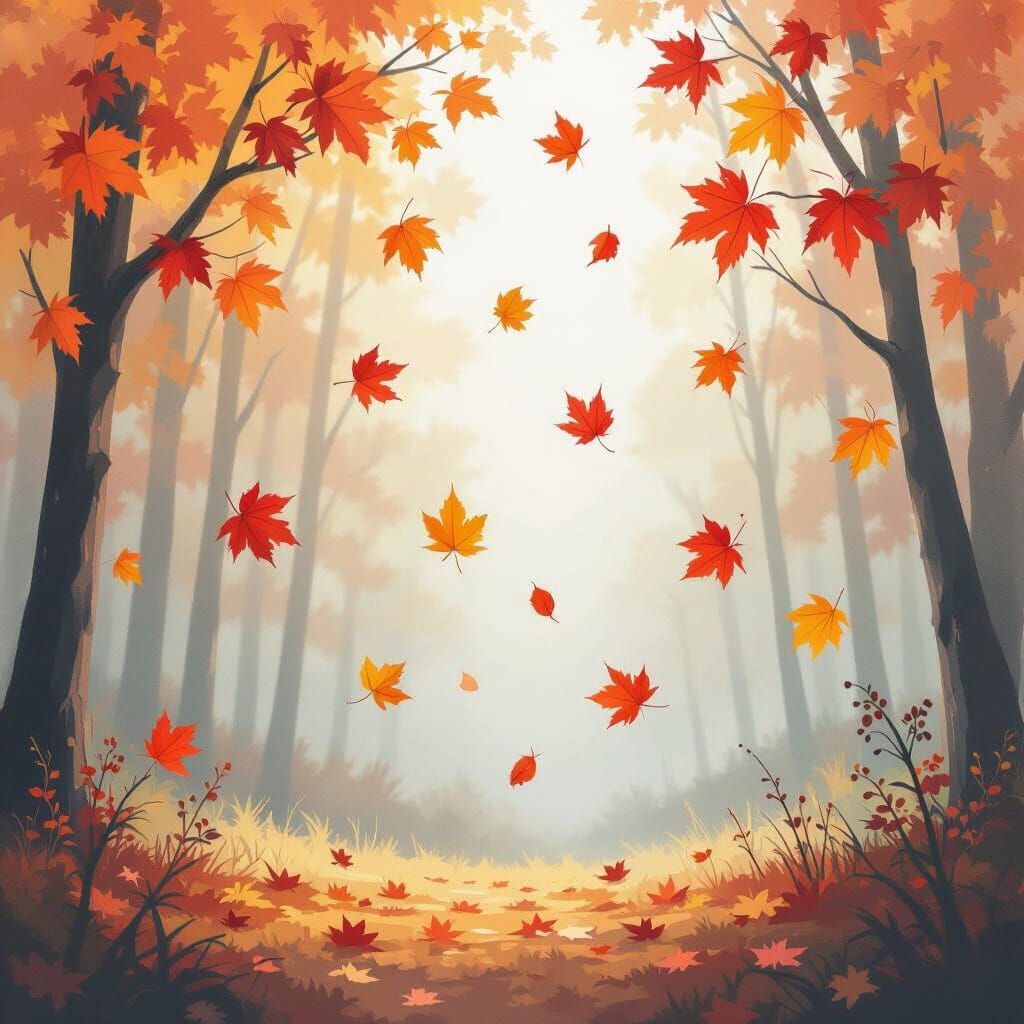 Pastel Autumn Leaves Watercolor Illustration
