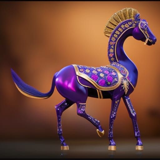 Bejeweled Carousel Lion in Ornate 3D Style