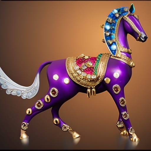 Ornate Bejeweled Carousel Lion in 3D Digital Art