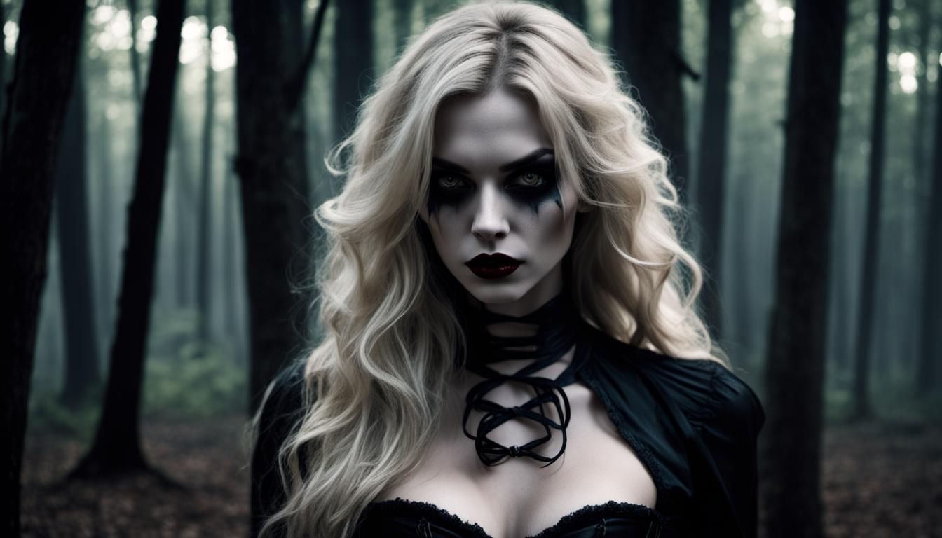 a creepy image of a horror girl in dark room shadows low lig...