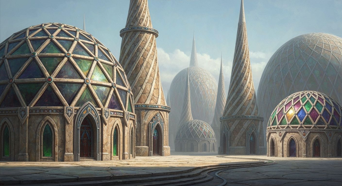 Ethereal Fantasy Cityscape in Oil Painting Style