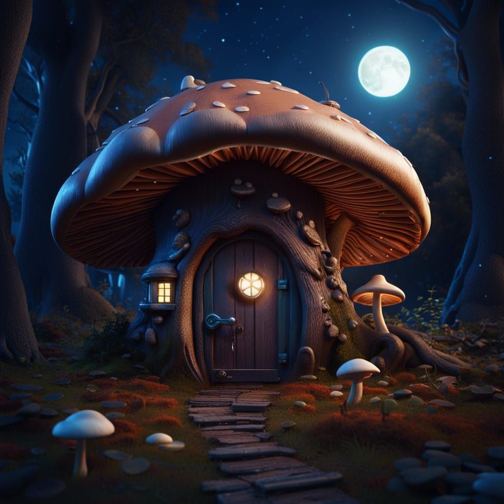 Mushroom House in Enchanted Forest Concept Art