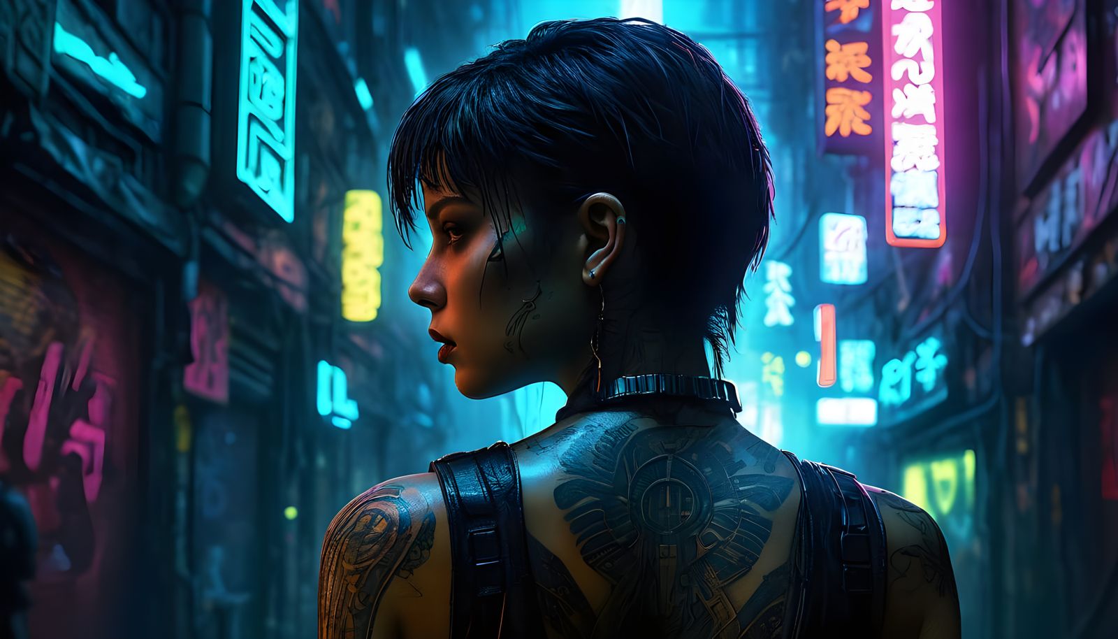 Cyberpunk Goddess in Neon Haze