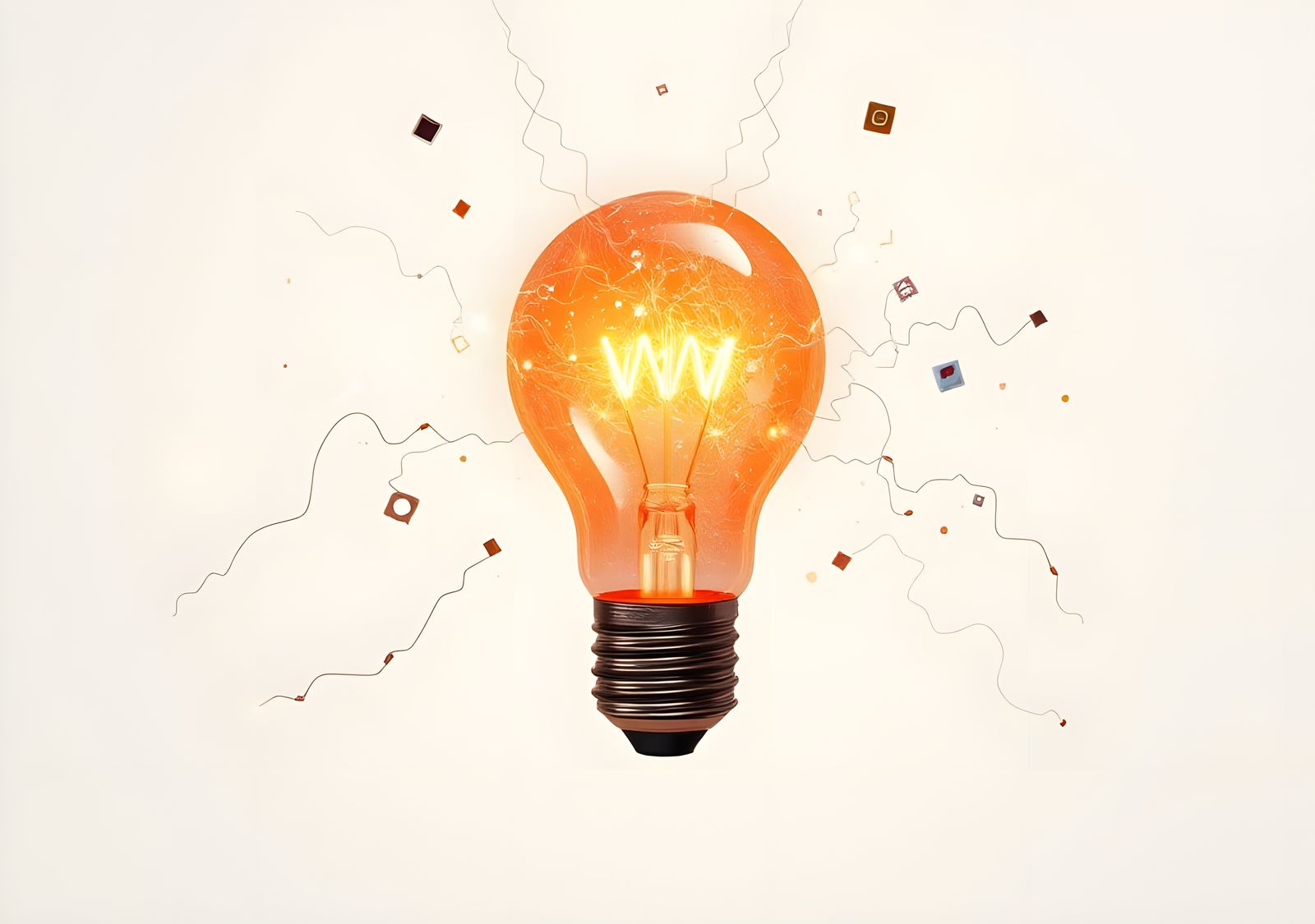 Idea Lightbulb with Technology Icons, Digital Art