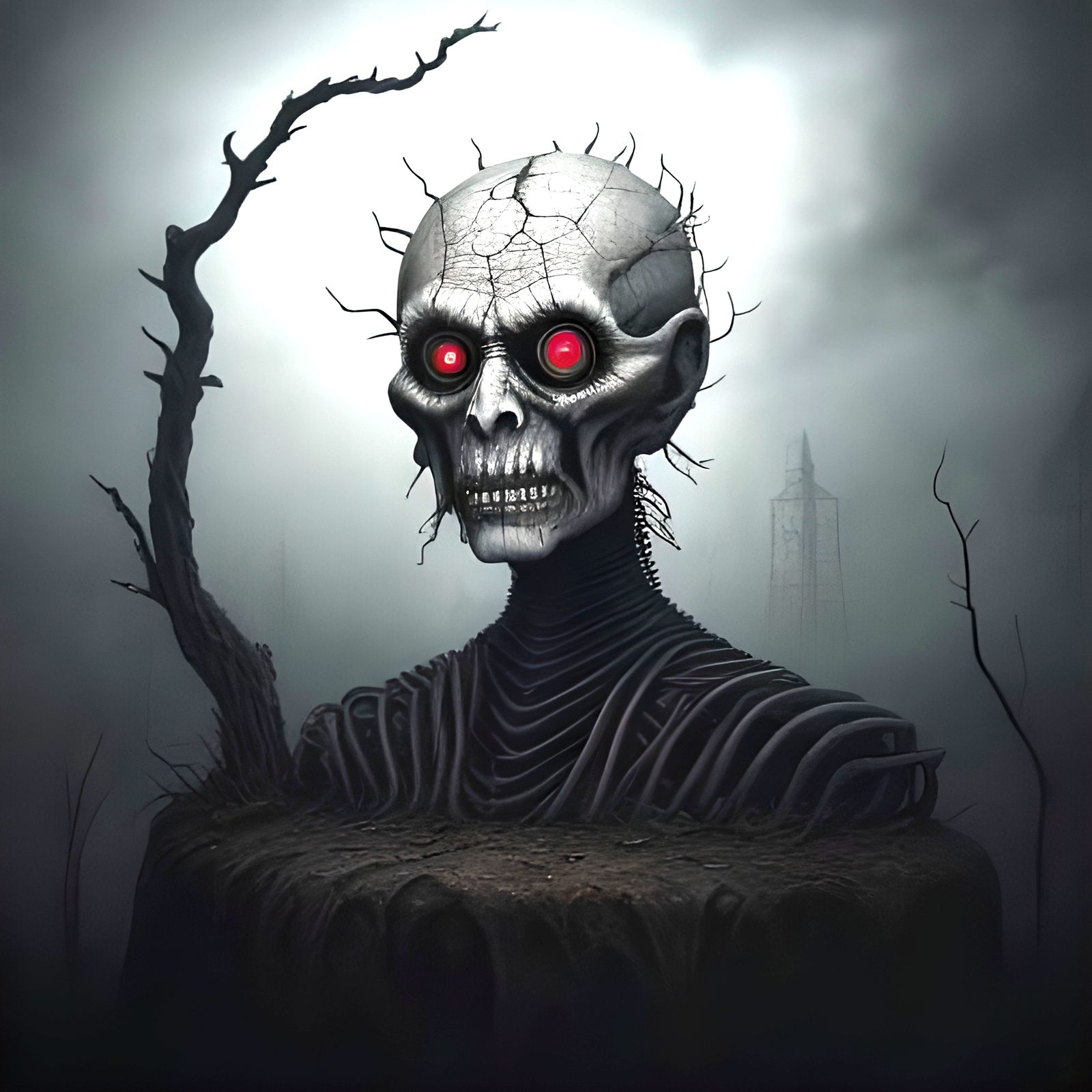 Eerie Horror Film Still of Woman and Creature