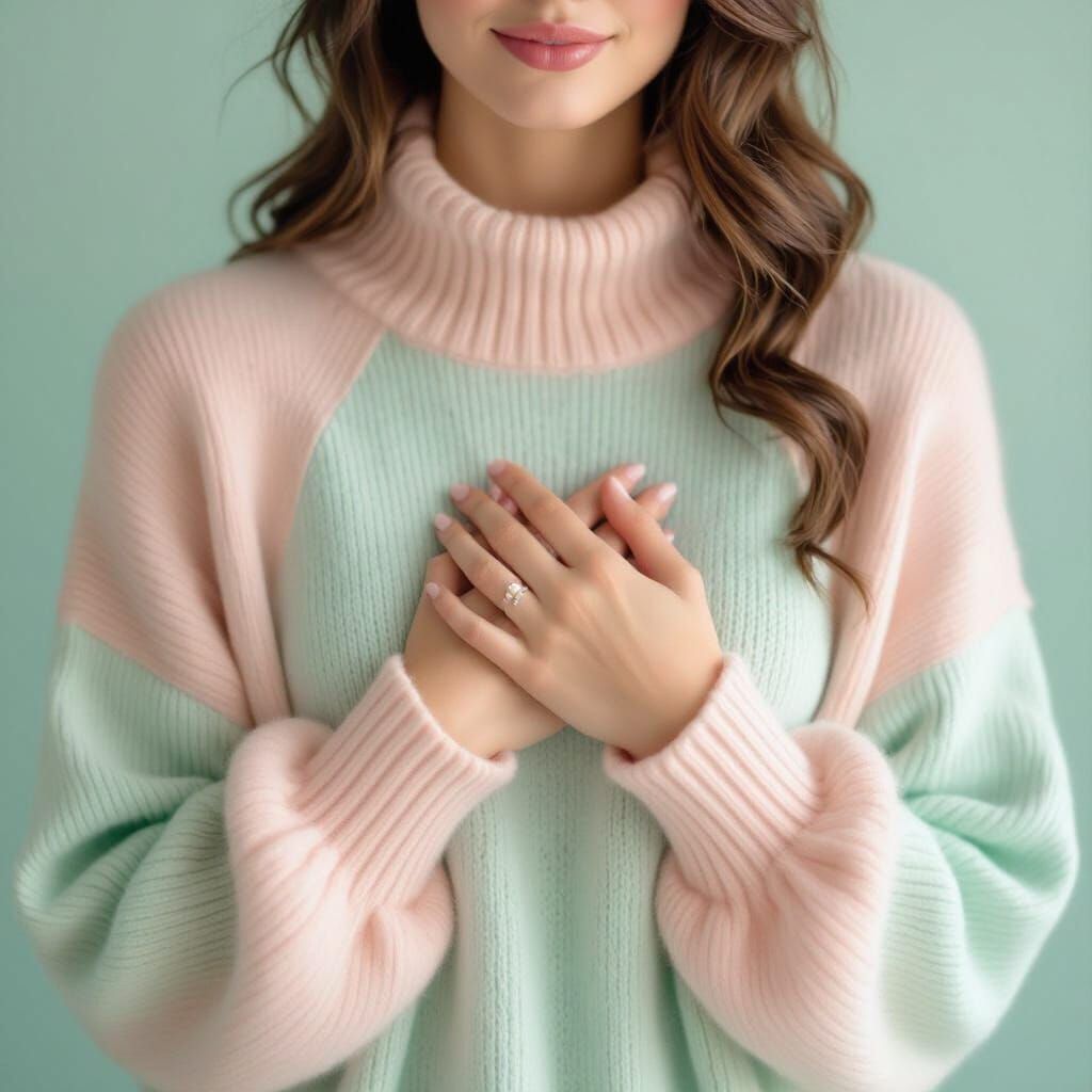 Woman's Hands Resting on Heart in Art Nouveau Style