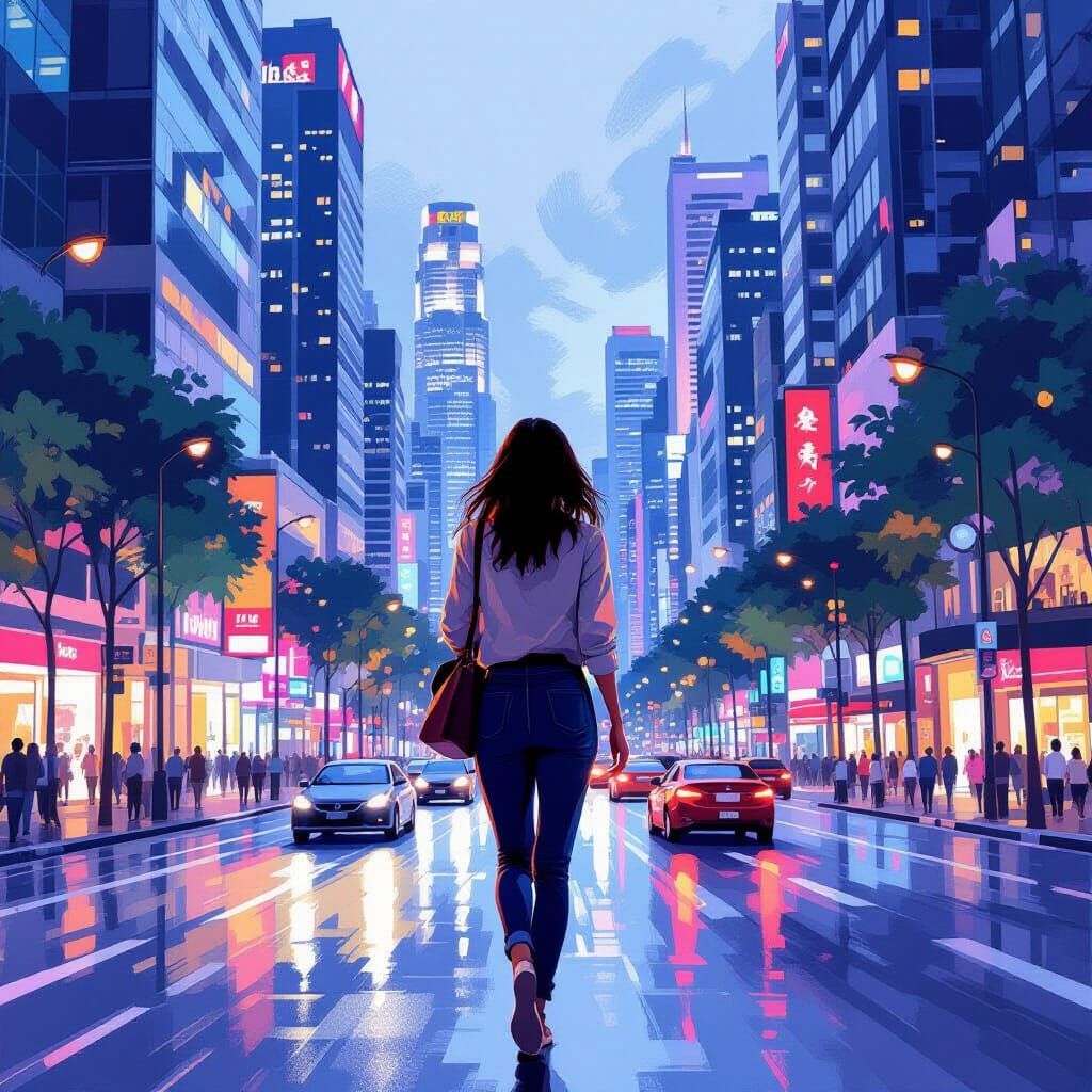 Orchard Road Singapore: Impressionistic Cityscape