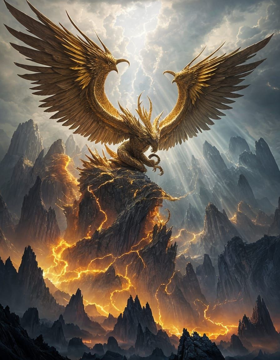 Epic Crystalline Serpent in a Stormy Landscape