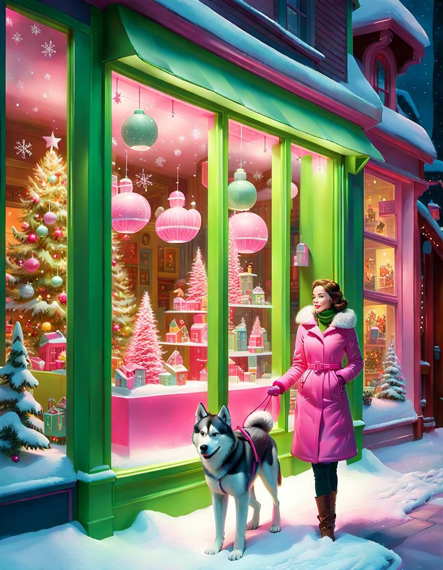 Enchanted Toy Shop Window in Winter Wonderland