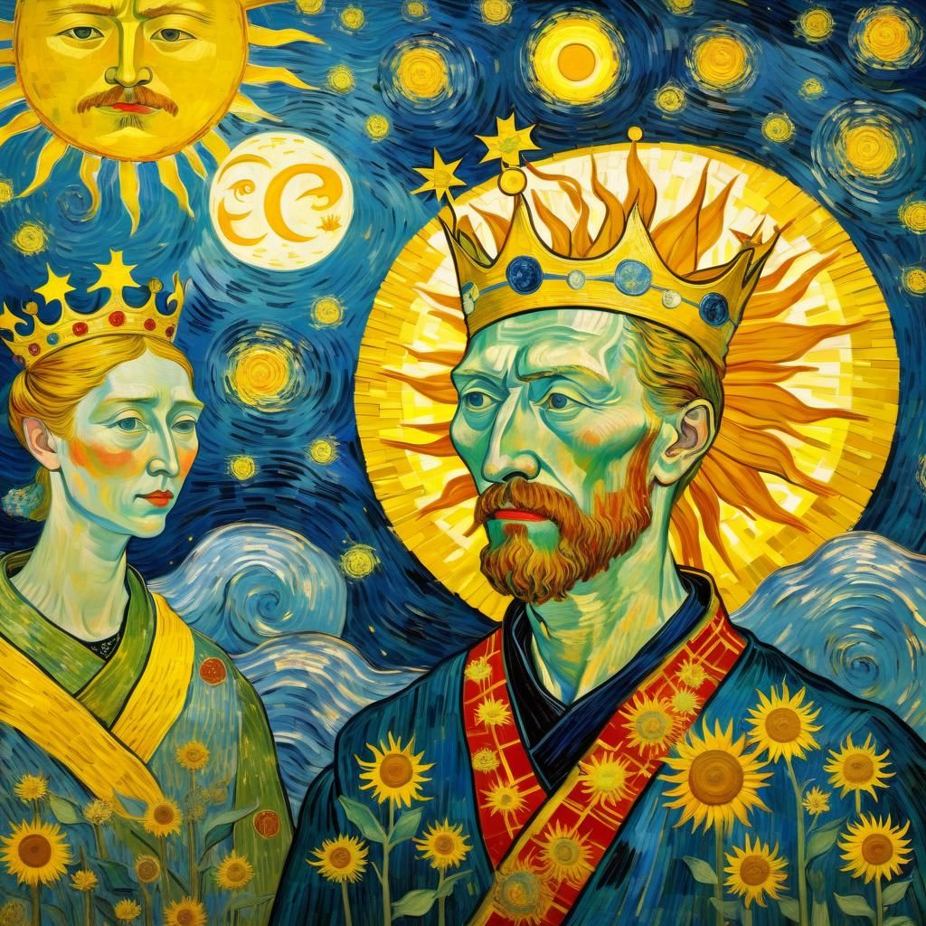 King Sun and Queen Moon as Impasto Painting