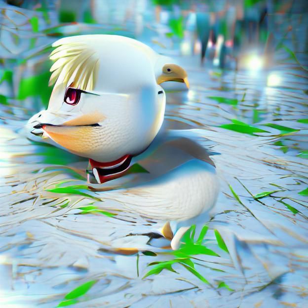 white duck 8K 3D anime deviantart