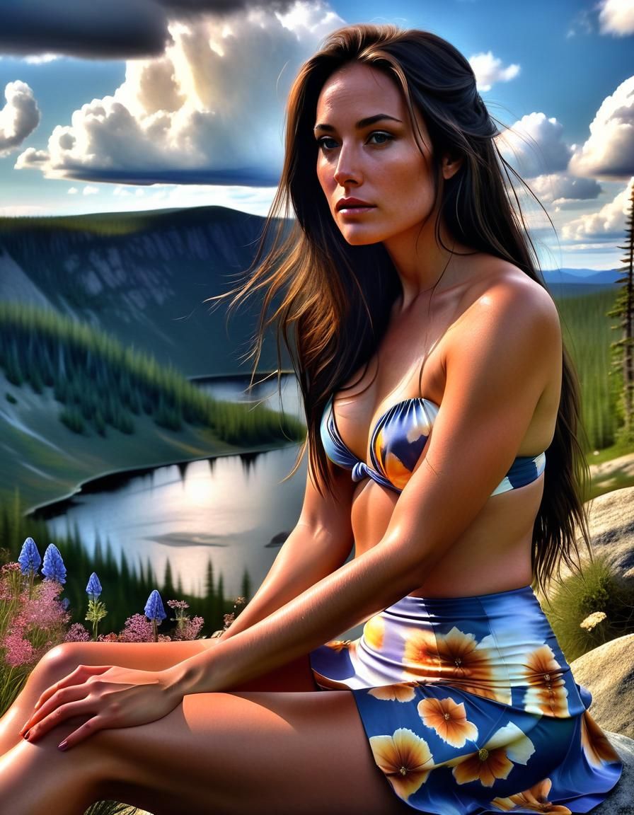 Renaissance Woman in Lake: Chiaroscuro Oil Painting