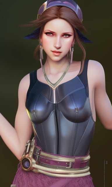 Young Superheroine Portrait in Hyperdetailed Style