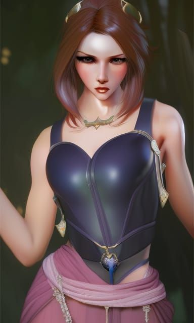 Young Superheroine Portrait in Hyperdetailed Style