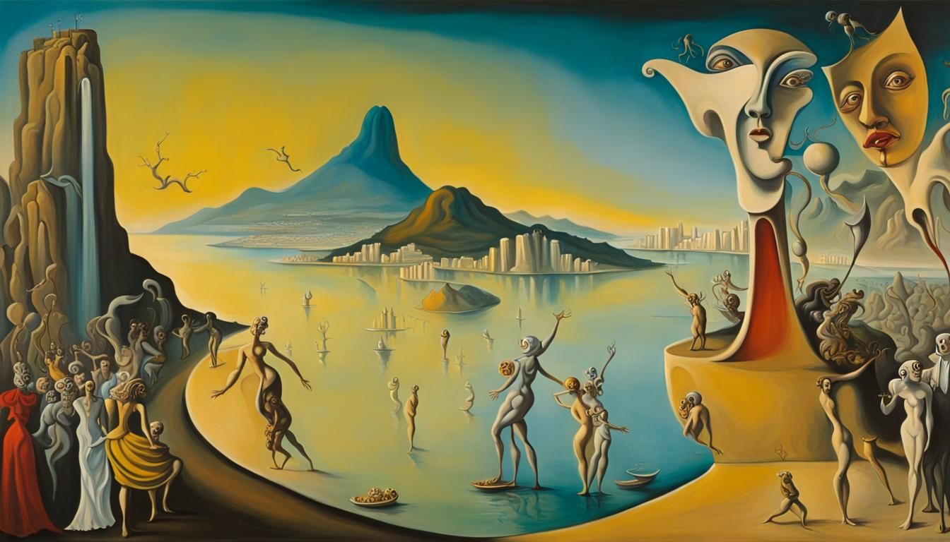 Surreal Carnival in Rio as Oil Painting