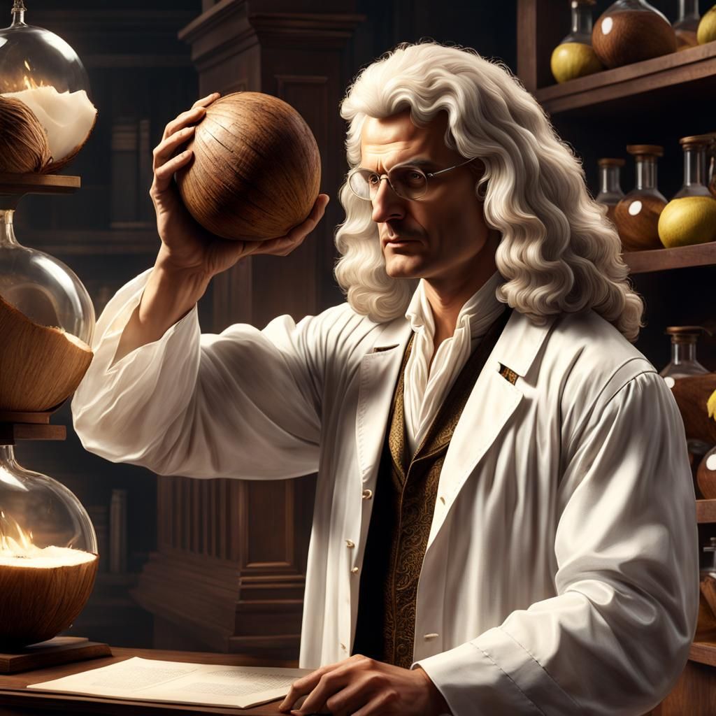 Newton's Coconut Catastrophe: A Hyperrealistic Rendition