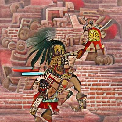 Fearsome Aztec Warrior in Battle
