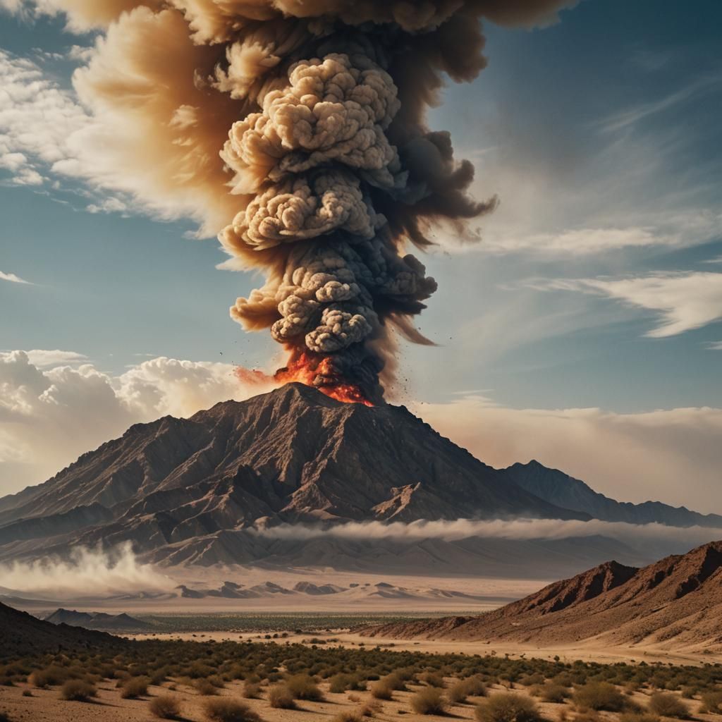 Dramatic Pillar of Cloud and Fire Over Sea