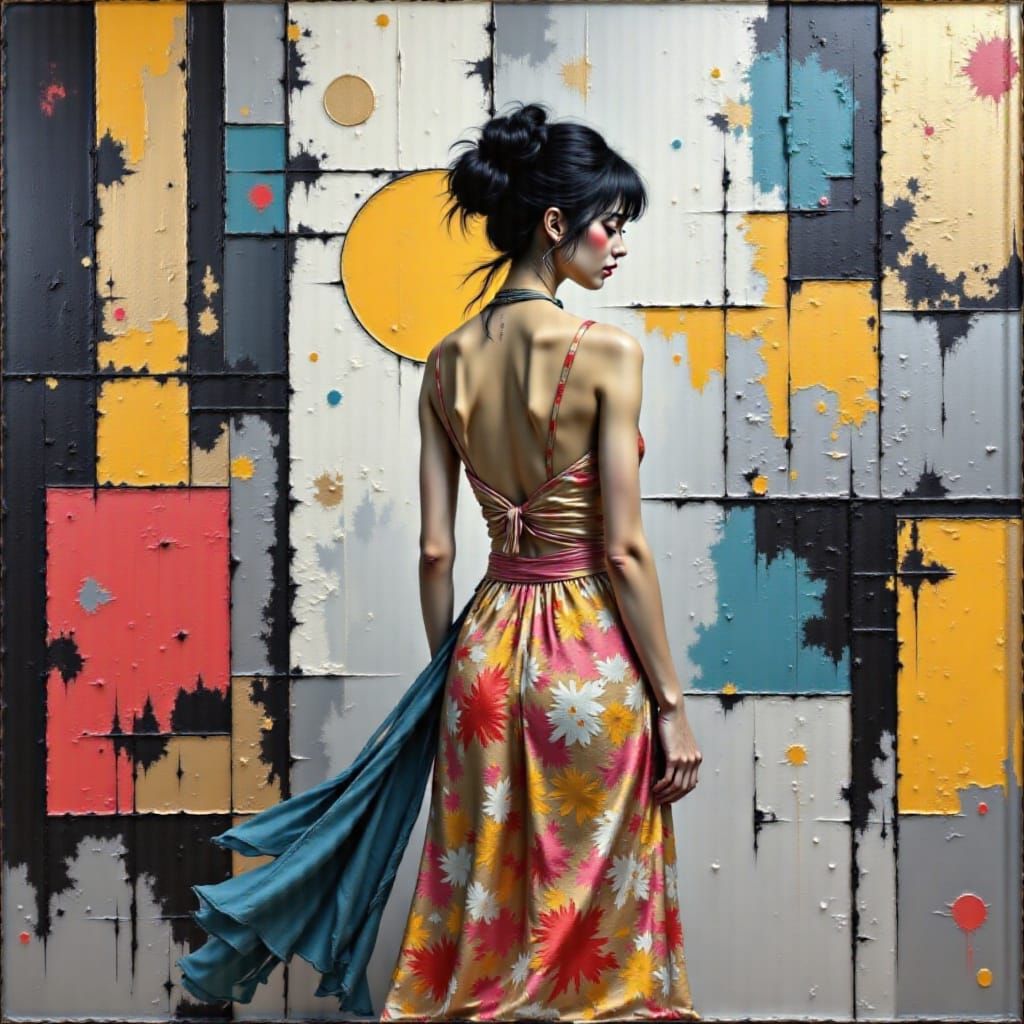 Fashion Model in Abstract Oil Painting Style