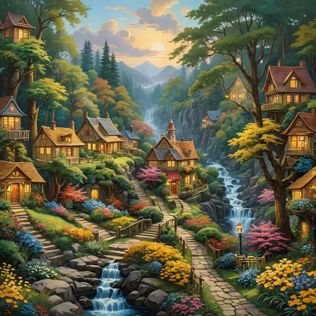 Golden Path to Victory: An Impressionist Gouache Painting