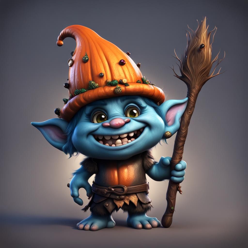 Halloween Chibi Trolls in Hyperrealistic Style