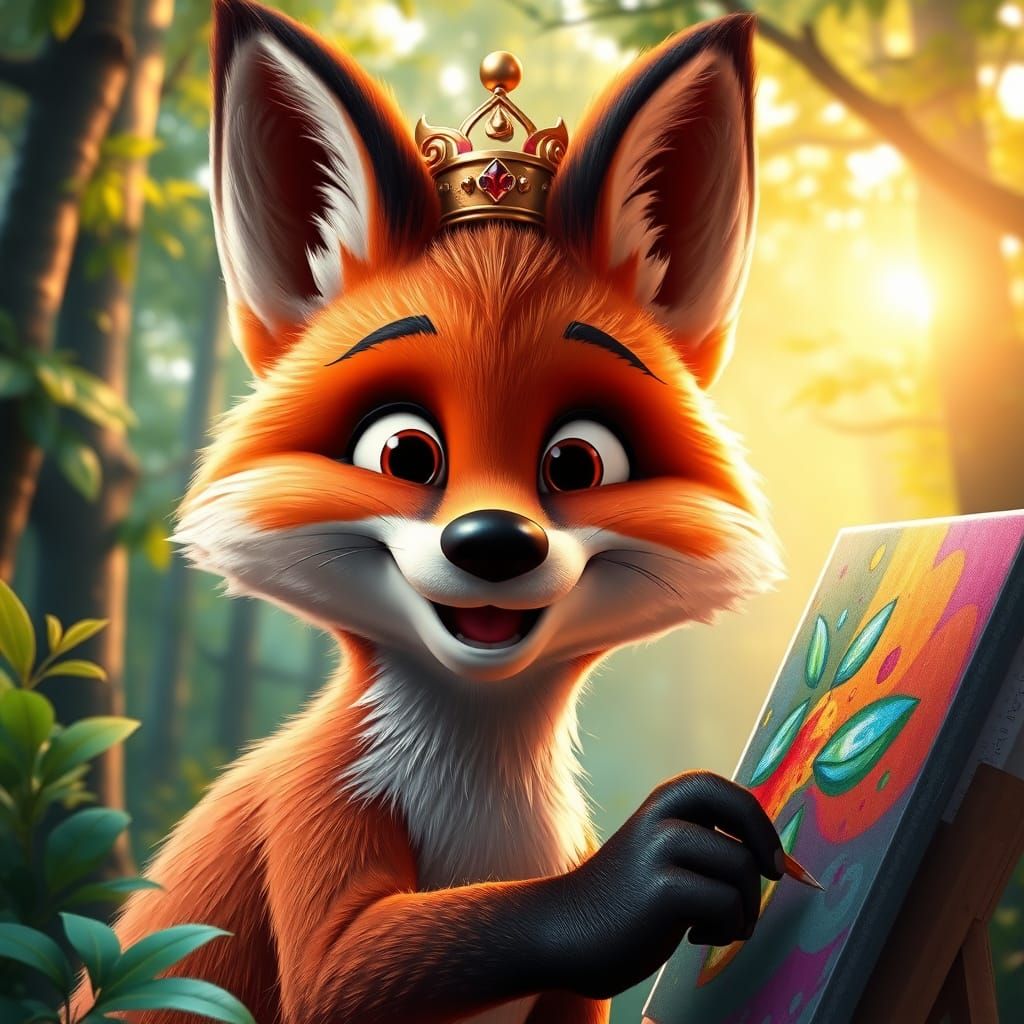 Joyful Fox in Whimsical Artistic Rapture
