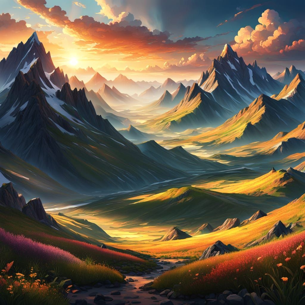 Vast Mountain Range Under Dramatic Sky