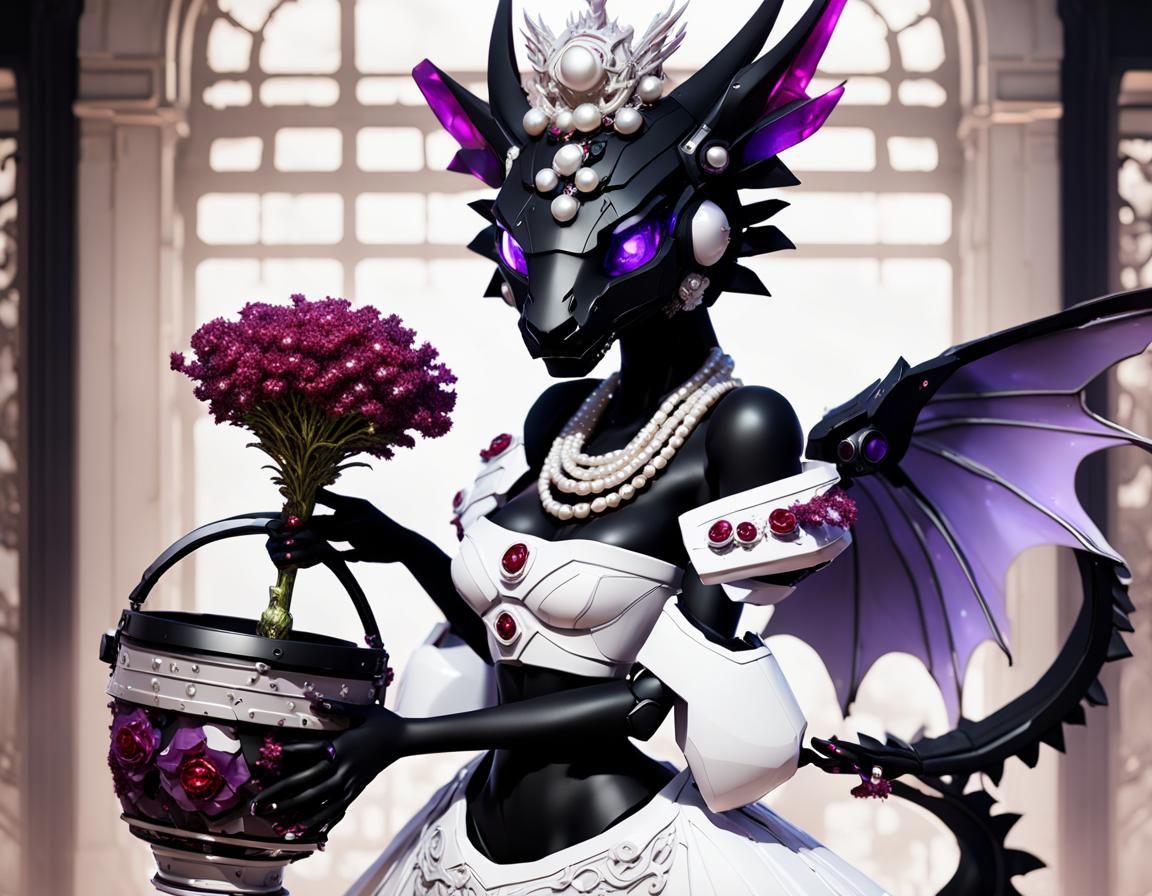 Futuristic Mecha Dragoness in Wedding Dress
