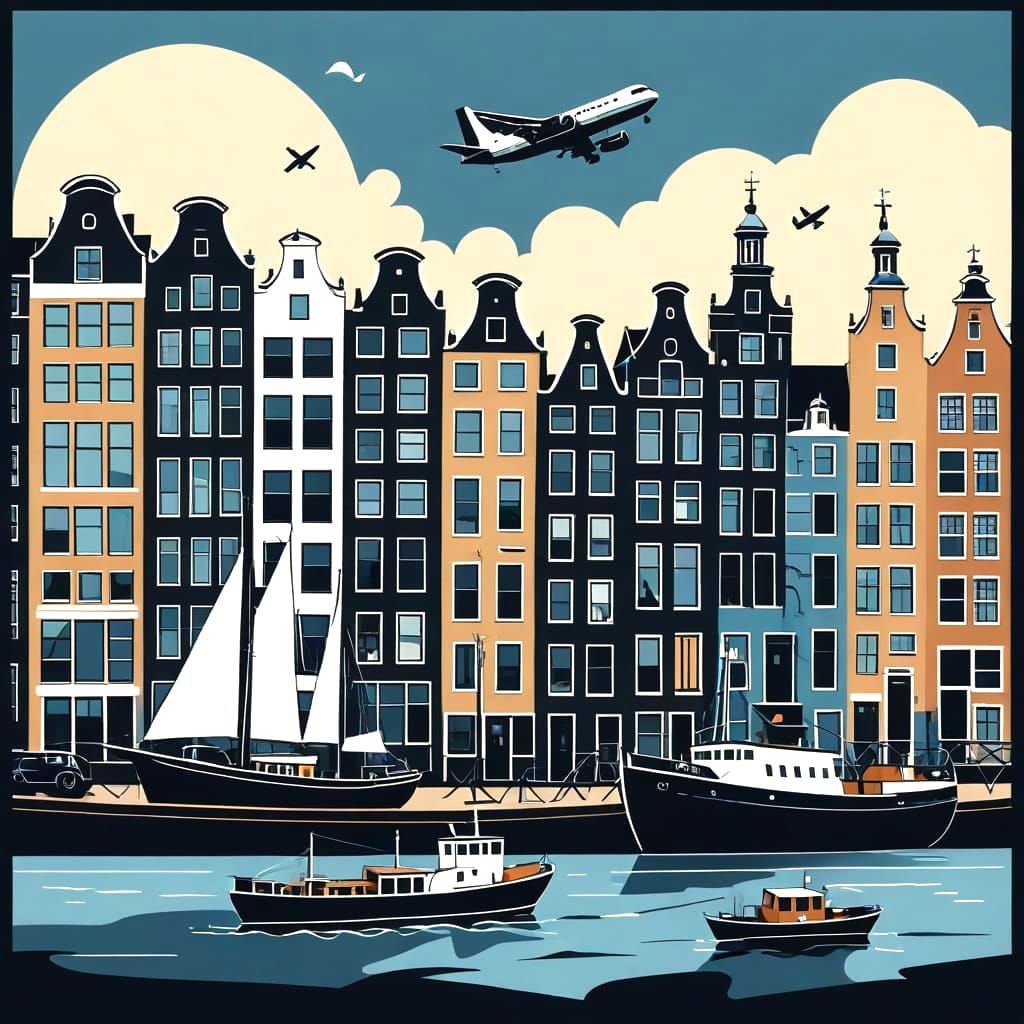 Stylized, Geometric Amsterdam Cityscape