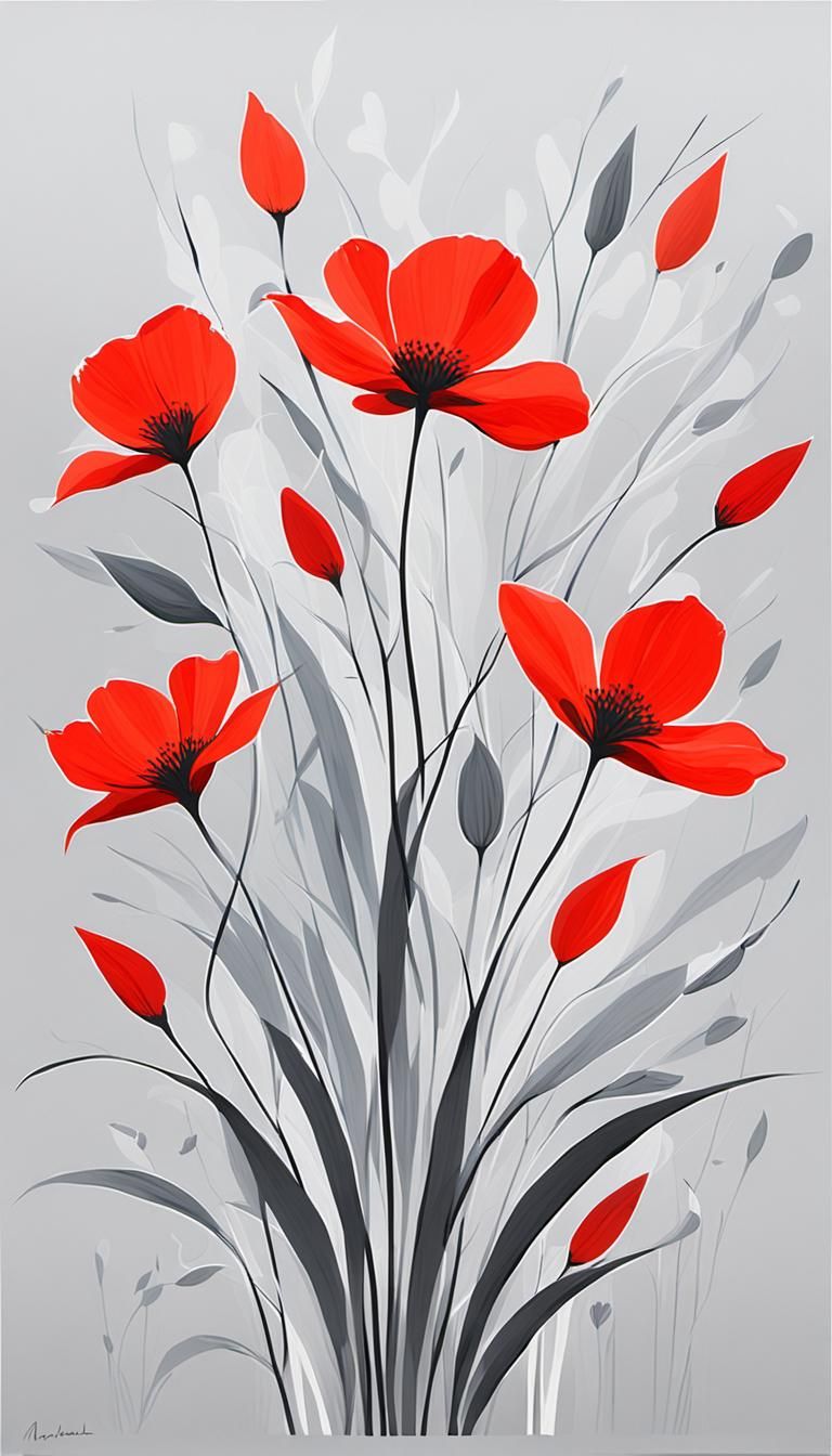 Abstract Floral Art in Minimalist Style
