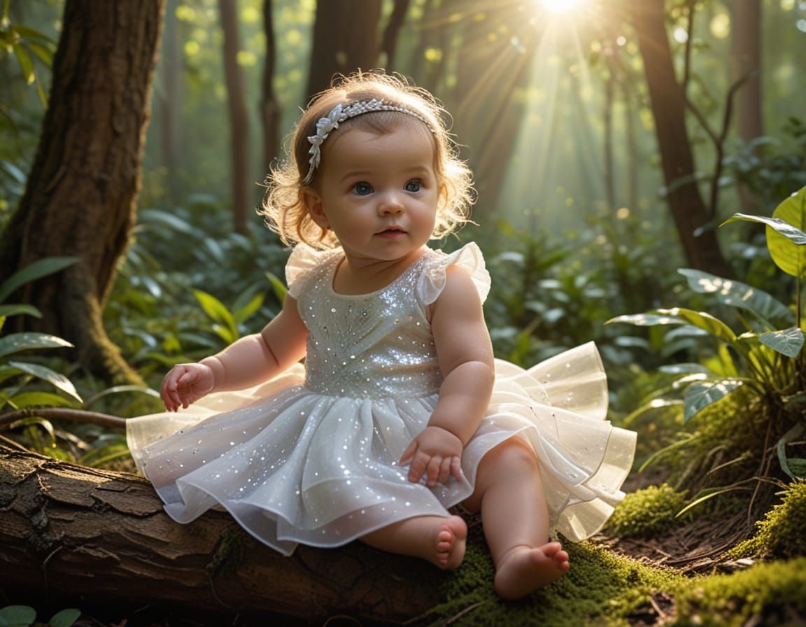 Fairy Baby in Magical Forest Bird Nest