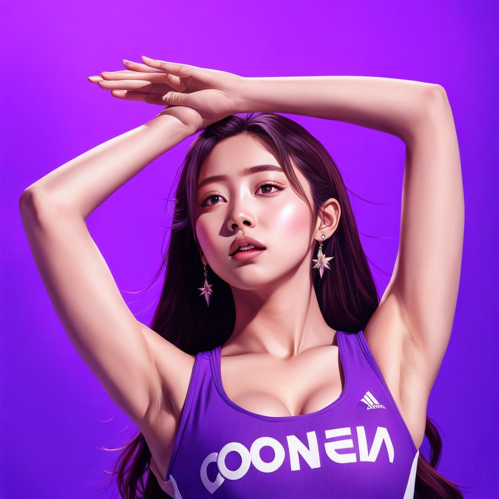 Hyperrealistic Kpop Star Portrait with Colorful Background