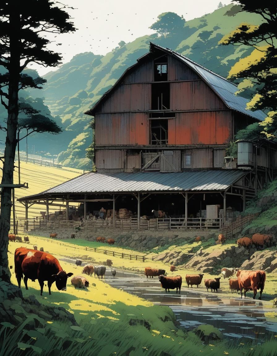 Pixel Art Farm Scene: Countryside Tranquility