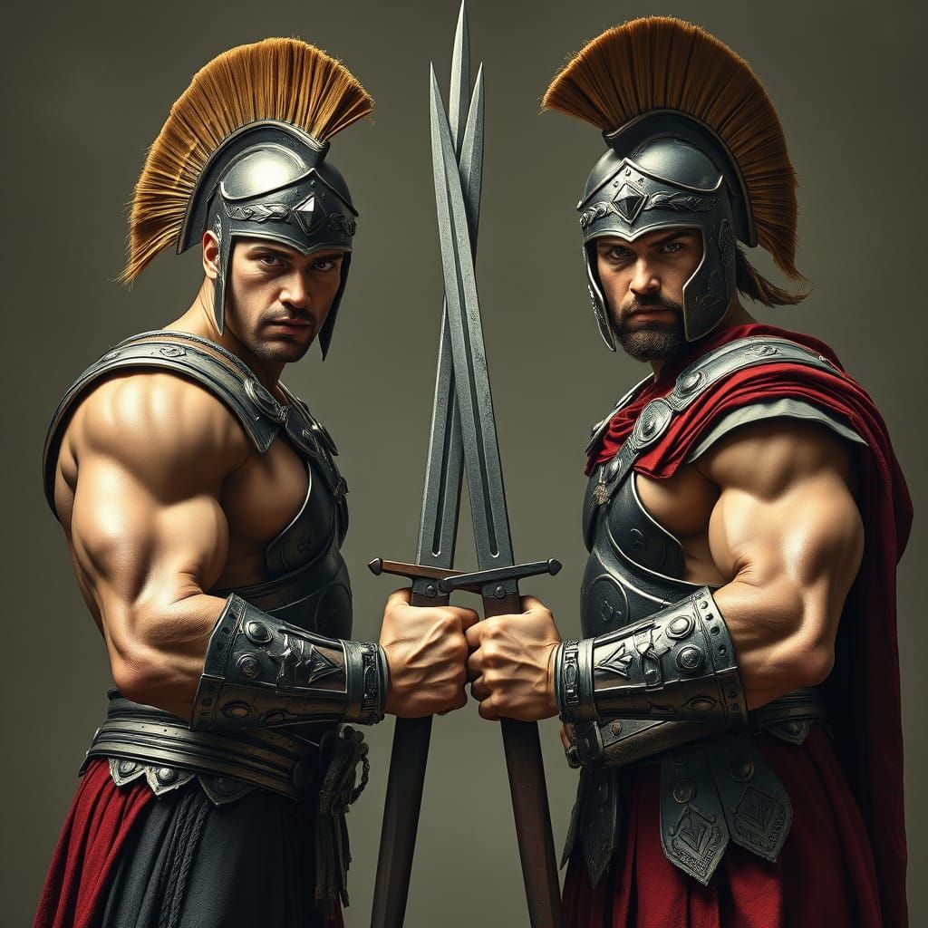 Gladiators Prepare for Battle in Hyperrealistic Detail