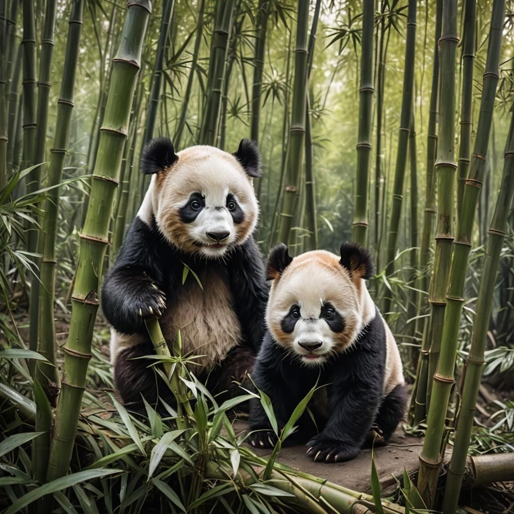 Hyperrealistic Baby Panda in Bamboo Forest