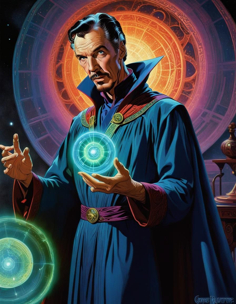 Dr. Strange as Vincent Price in Retro Sci-Fi Style