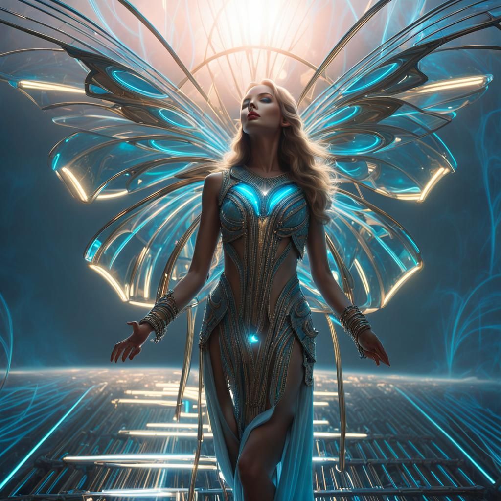 Cyberpunk Dreamscape: Neon Glow and Electric Faces