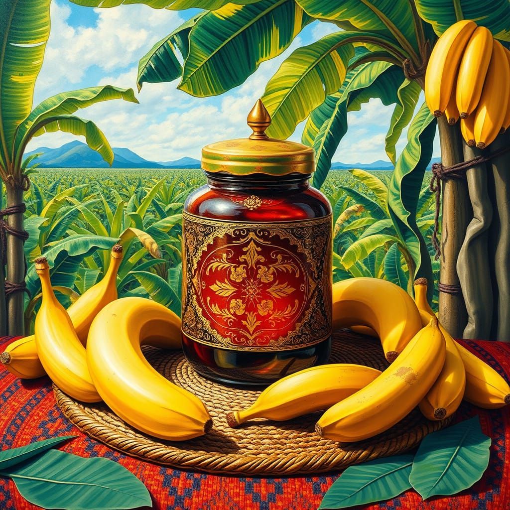 Maximalist Banana Jam Still Life in Tropical Paradise