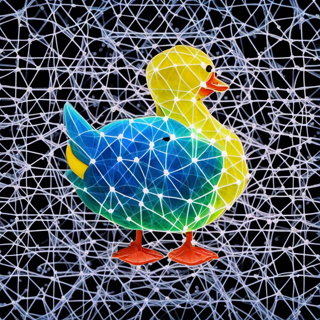 Glowing Rubber Duck Networked in Bio Art