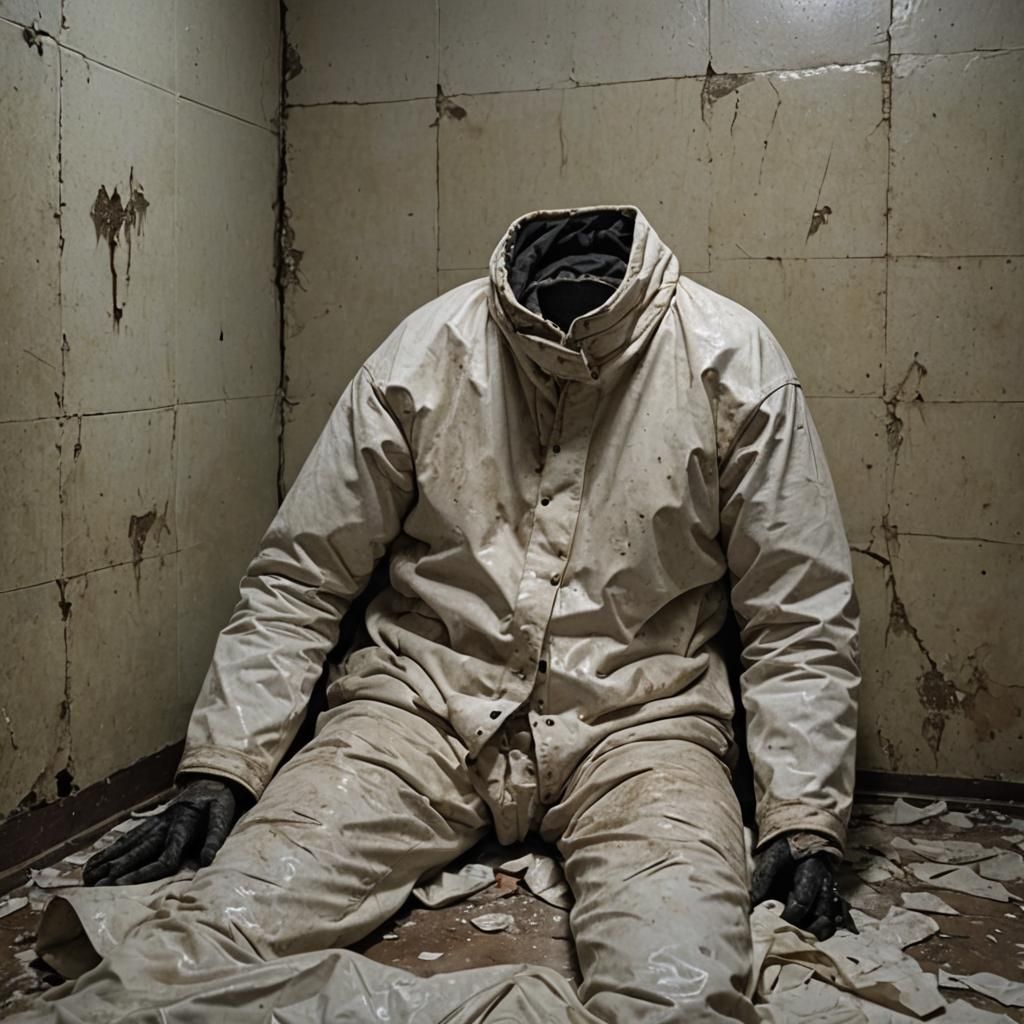 Abandoned Straitjacket in Mouldy Padded Room
