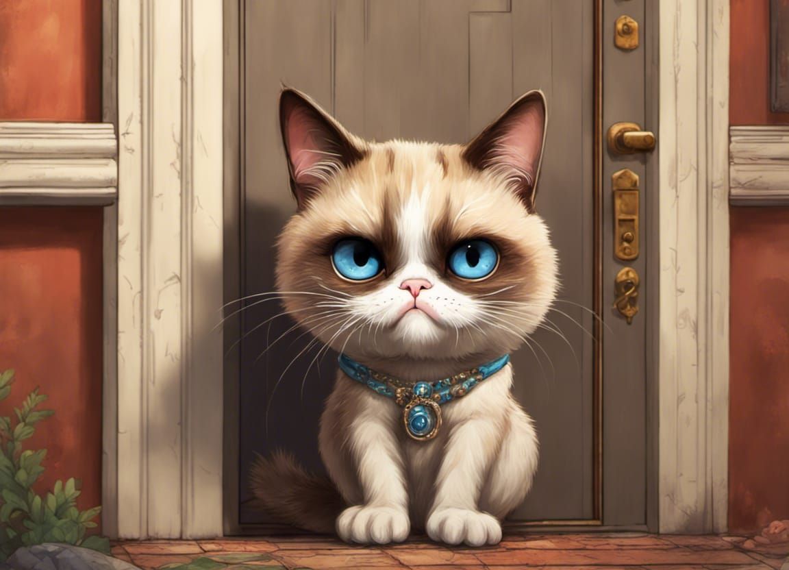 Happy Grumpy Cat Welcomes You Home