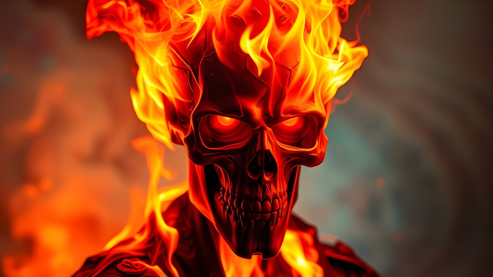 Ghost Rider in Hellish Flames, Hyperrealistic Portrait